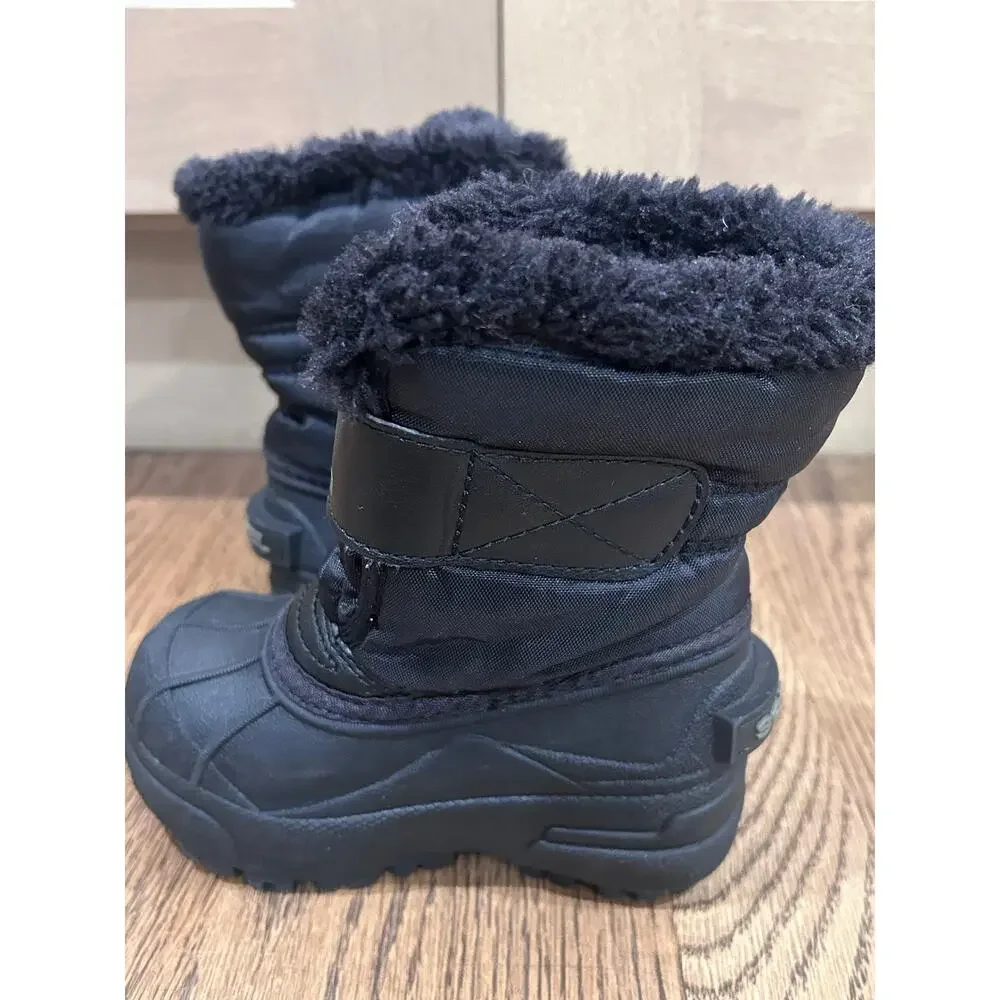 Sorel Kids Snow Commander Polar Bear Winter Boots Black Toddler Sz 7 Waterproof